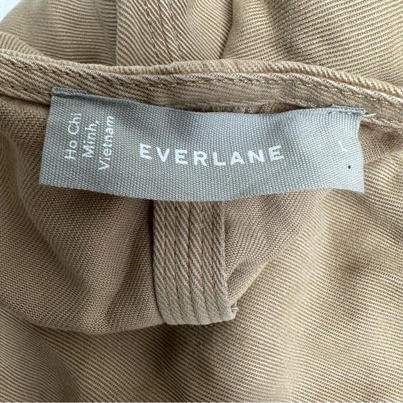 Everlane the tencel puff sleeve Elegant Tan Midi Dress size L - Picture 7 of 12